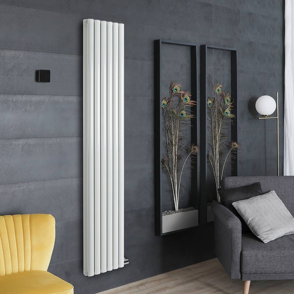 Termoarredo di Design Elettrico a Secco - Alluminio - (senza Fluido Conduttivo) 1784mm x 354mm (Panello Doppio) - Scelta di Termostato Wi-Fi - Bianco - Revive Ardus - ECOSO by Hudson Reed