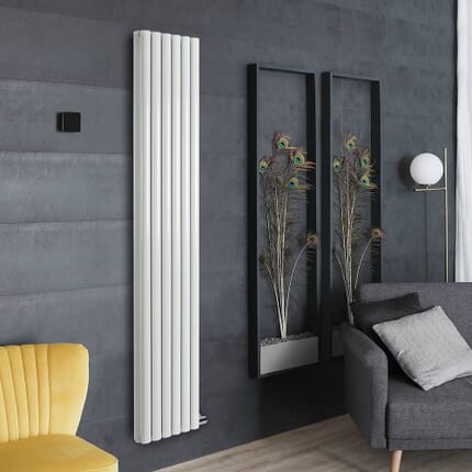 Termoarredo di Design Elettrico a Secco - Alluminio - (senza Fluido Conduttivo) 1784mm x 354mm (Panello Doppio) - Scelta di Termostato Wi-Fi - Bianco - Revive Ardus - ECOSO by Hudson Reed