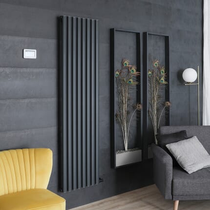 Termoarredo di Design Elettrico a Secco - Alluminio - (senza Fluido Conduttivo) 1784mm x 472mm (Panello Singolo) - Scelta di Termostato Wi-Fi - Antracite - Revive Ardus - ECOSO by Hudson Reed