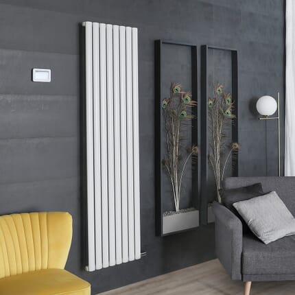 Termoarredo di Design Elettrico a Secco - Alluminio - (senza Fluido Conduttivo) 1784mm x 472mm (Panello Singolo) - Scelta di Termostato Wi-Fi - Bianco - Revive Ardus - ECOSO by Hudson Reed
