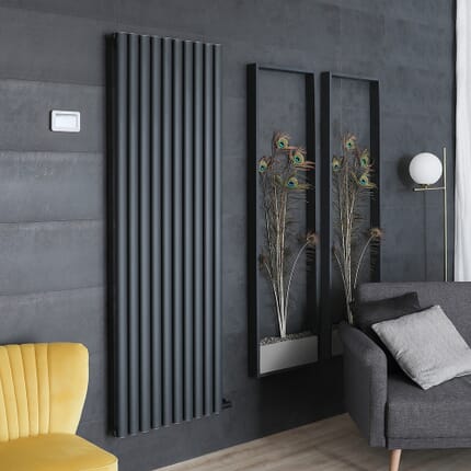 Termoarredo di Design Elettrico a Secco - Alluminio - (senza Fluido Conduttivo) 1784mm x 590mm (Panello Singolo) - Scelta di Termostato Wi-Fi - Antracite - Revive Ardus - ECOSO by Hudson Reed