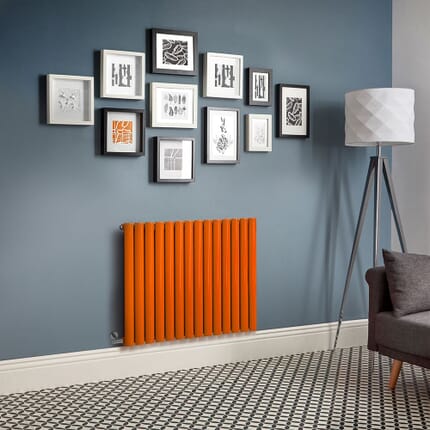 Radiatore Elettrico di Design Orizzontale - Altezza 635mm -  Arancione (Sunset Orange) - Scelta di Dimensioni, Termostato e Copri Cavi - Revive
