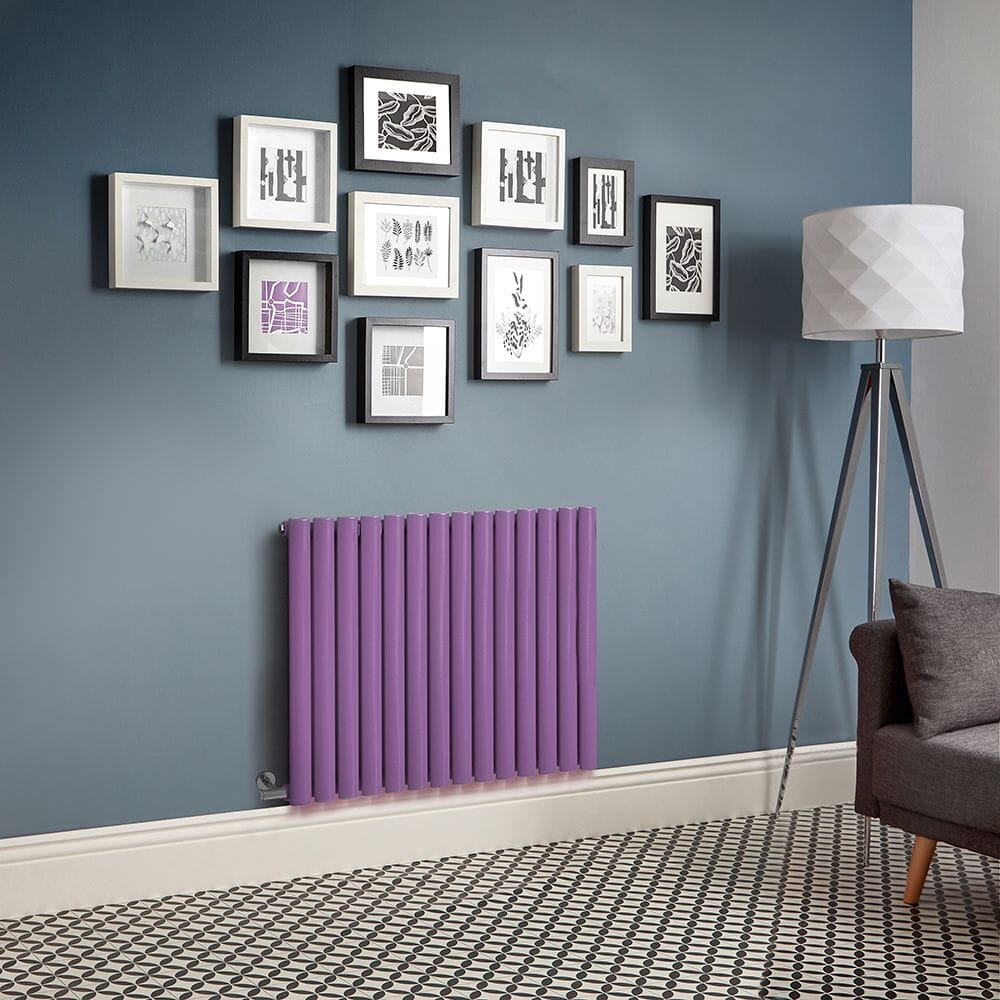 Radiatore Elettrico di Design Orizzontale - Altezza 635mm -  Viola (Lush Purple) - Scelta di Dimensioni, Termostato e Copri Cavi - Revive