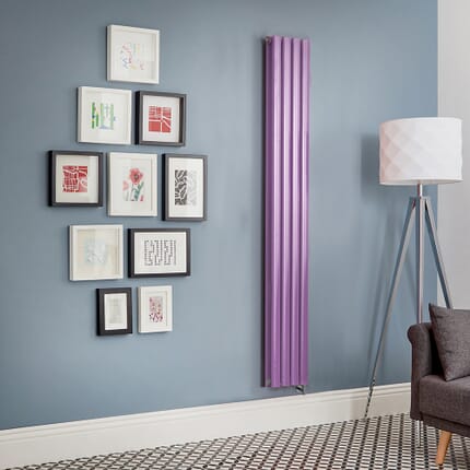Radiatore Elettrico di Design Verticale Viola (Lush Purple) - Scelta di Dimensioni, Termostato e Copri Cavi - Revive - ECOSO by Hudson Reed