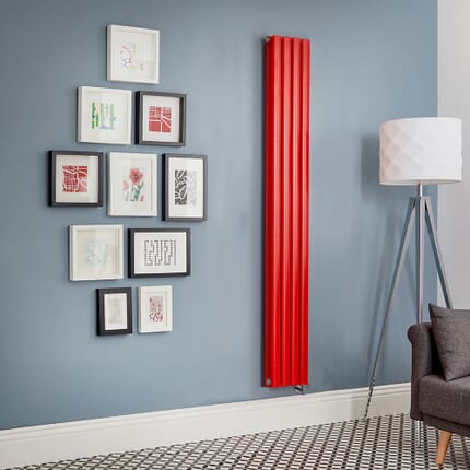 Radiatore Elettrico di Design Verticale Rosso (Siamese Red) - Scelta di Dimensioni, Termostato e Copri Cavi - Revive - ECOSO by Hudson Reed