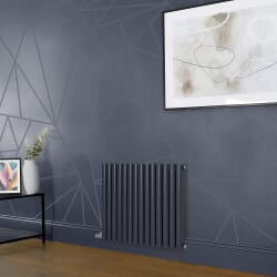 Radiatore Elettrico di Design Orizzontale - Altezza 635mm - Blu (Regal Blue) - Scelta di Dimensioni, Termostato e Copri Cavi - Revive