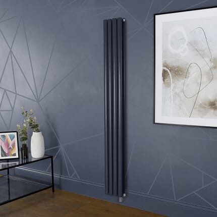 Radiatore Elettrico di Design Verticale Blu (Regal Blue) - Scelta di Dimensioni, Termostato e Copri Cavi - Revive - ECOSO by Hudson Reed