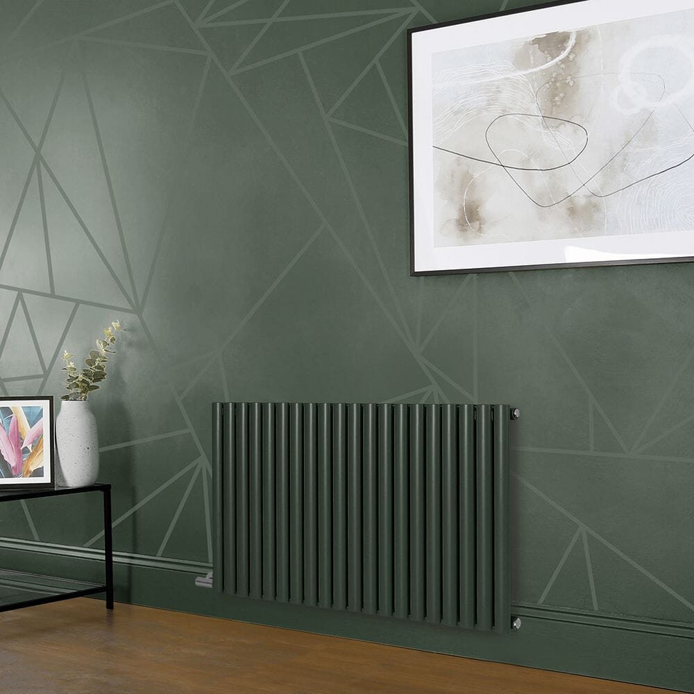 Radiatore Elettrico di Design Orizzontale - Altezza 635mm -  Verde (Evergreen) - Scelta di Dimensioni, Termostato e Copri Cavi - Revive  - ECOSO by Hudson Reed