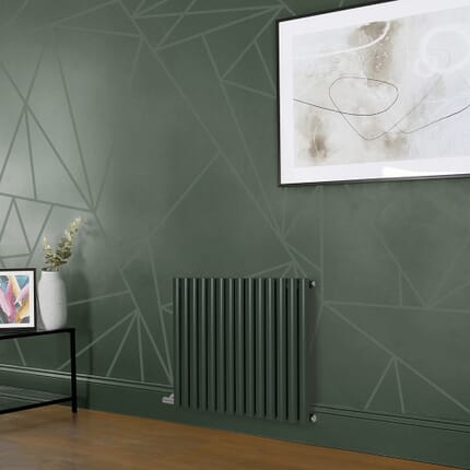 Radiatore Elettrico di Design Orizzontale - Altezza 635mm -  Verde (Evergreen) - Scelta di Dimensioni, Termostato e Copri Cavi - Revive