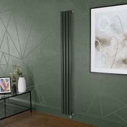 Radiatore Elettrico di Design Verticale Verde (Evergreen) - Scelta di Dimensioni, Termostato e Copri Cavi - Revive - ECOSO by Hudson Reed
