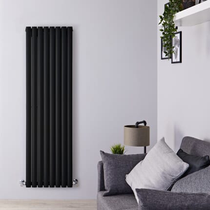 Radiatore di Design Verticale Moderno - Pannello Doppio - Nero - 1600mm x 472mm - Revive