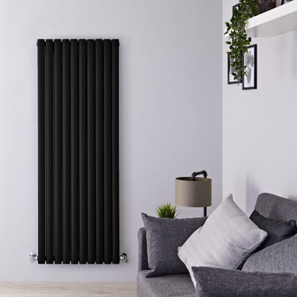 Radiatore di Design Verticale Moderno - Pannello Doppio - Nero - 1600mm x 590mm - Revive