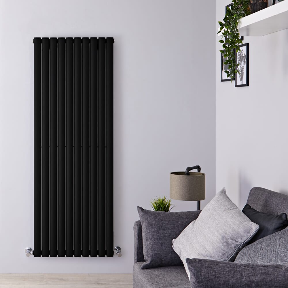 Radiatore di Design Verticale Moderno - Pannello Singolo - Nero - 1600mm x 590mm - Revive
