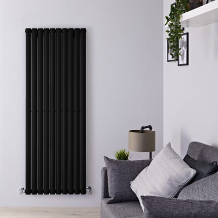 Radiatore di Design Verticale Moderno - Pannello Singolo - Nero - 1600mm x 590mm - Revive