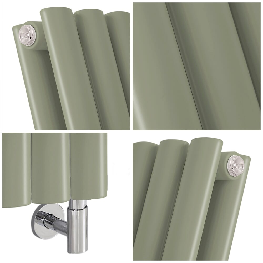 Radiatore Elettrico di Design Verticale Verde (Sage Leaf Green) - Scelta di Dimensioni, Termostato e Copri Cavi - Revive - ECOSO by Hudson Reed