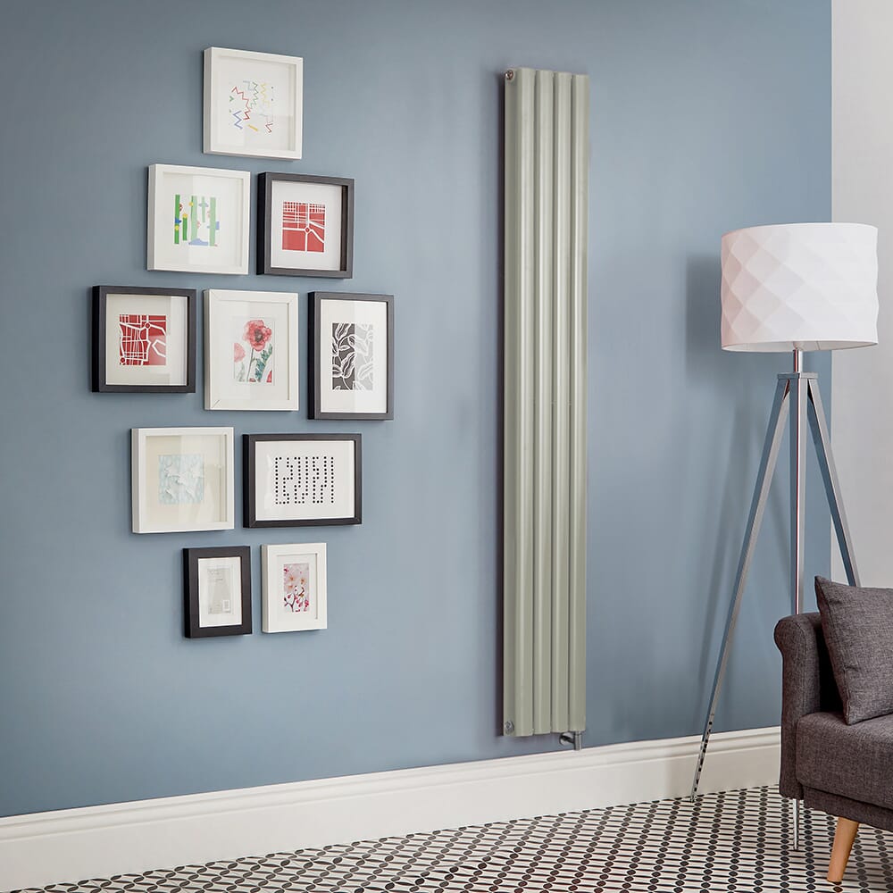 Radiatore Elettrico di Design Verticale Verde (Sage Leaf Green) - Scelta di Dimensioni, Termostato e Copri Cavi - Revive - ECOSO by Hudson Reed