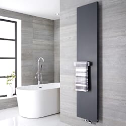 Radiatore di Design Verticale con Porta Asciugamani in Acciaio - Attacco Centrale - Antracite - 1820mm x 400mm - Rubi