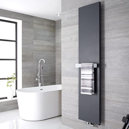 Radiatore di Design Verticale con Porta Asciugamani in Acciaio - Attacco Centrale - Antracite - 1800mm x 500mm - Rubi