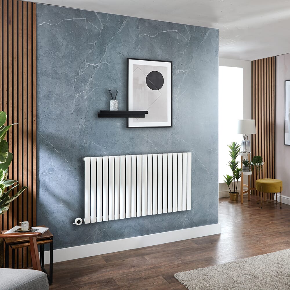 Radiatore Elettrico di Design Orizzontale - Bianco - 635mm x 1180mm (Pannello Singolo) - con Elemento Elettrico Termostatico Wi-Fi - Revive - ECOSO by Hudson Reed