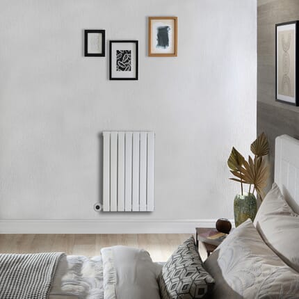 Radiatore Elettrico di Design Orizzontale Piatto - Bianco - 635mm x 413mm (Pannello Singolo) - con Elemento Elettrico Termostatico Wi-Fi - Sloane - ECOSO by Hudson Reed