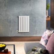 Radiatore Elettrico di Design Orizzontale Piatto - Bianco - 635mm x 420mm (Pannello Singolo) - con Elemento Elettrico Termostatico Wi-Fi - Delta - ECOSO by Hudson Reed