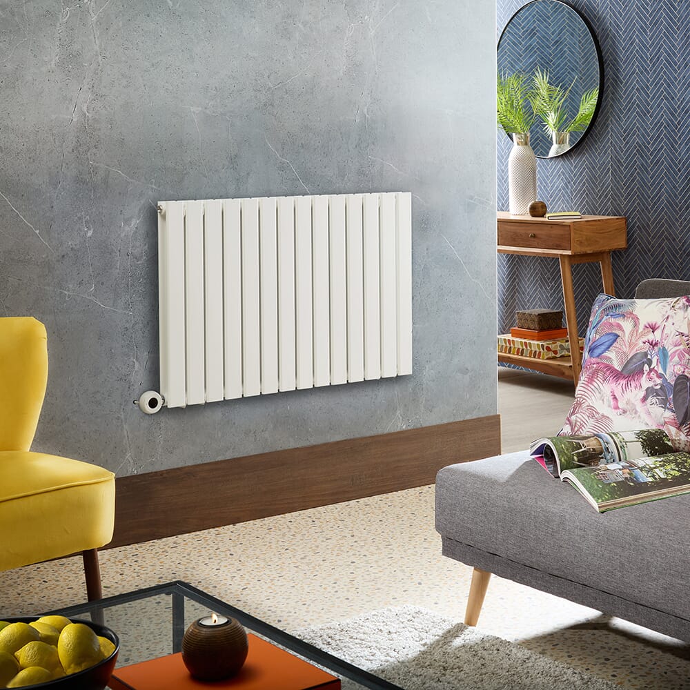 Radiatore Elettrico di Design Orizzontale - Bianco - 635mm Alto - Scelta di Dimensioni e Termostato Wi-Fi - Opzioni con Presa Elettrica o Cablata - Delta - ECOSO by Hudson Reed