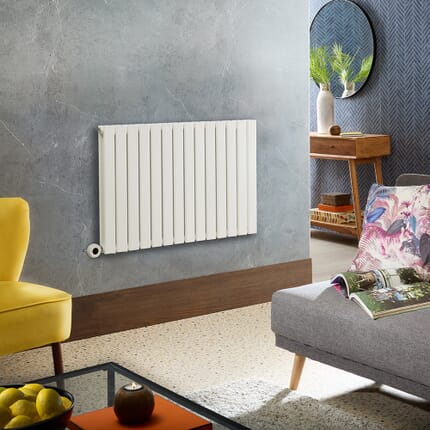 Radiatore Elettrico di Design Orizzontale - Bianco - 635mm Alto - Scelta di Dimensioni e Termostato Wi-Fi - Opzioni con Presa Elettrica o Cablata - Delta - ECOSO by Hudson Reed