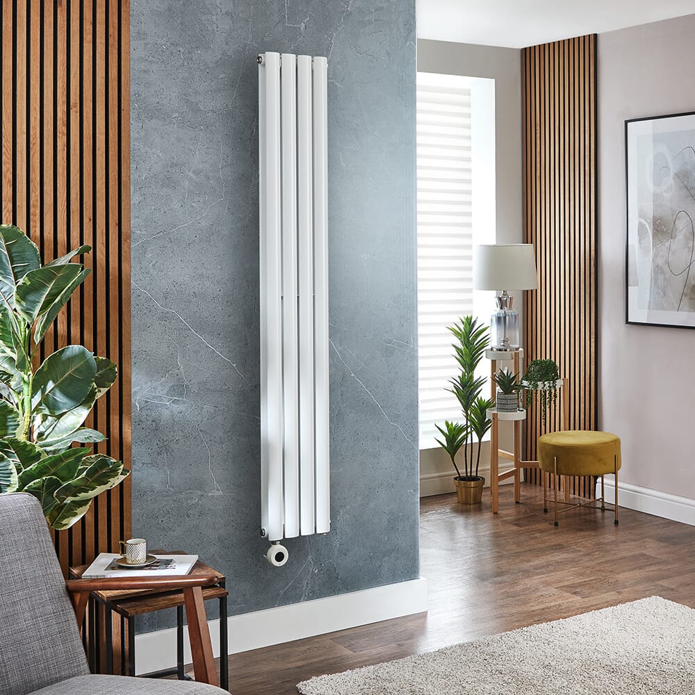 Radiatore Elettrico di Design Verticale - Bianco - Scelta di Dimensioni e Termostato Wi-Fi - Opzione con Presa Elettrica o Cablata - Revive Slim - ECOSO by Hudson Reed