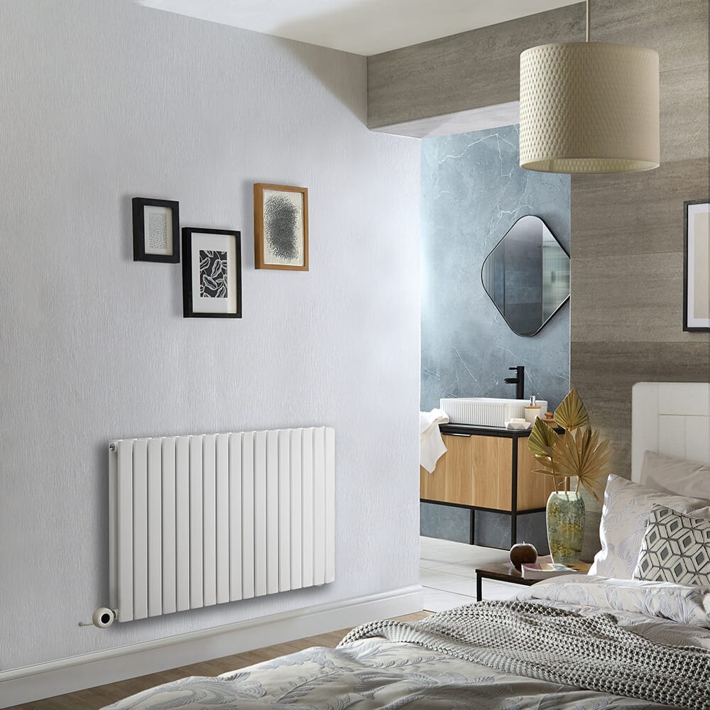 Radiatore Elettrico di Design Orizzontale - Bianco - 635mm Tall - Scelta di Dimensioni e Termostato Wi-Fi - Opzione con Presa Elettrica o Cablata - Sloane - ECOSO by Hudson Reed