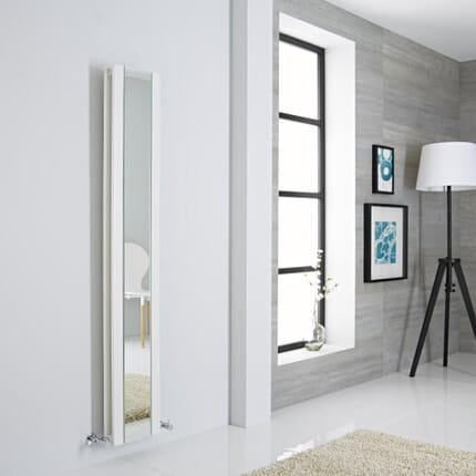 Radiatore di Design Verticale Bianco con Specchio Integrato - Sloane