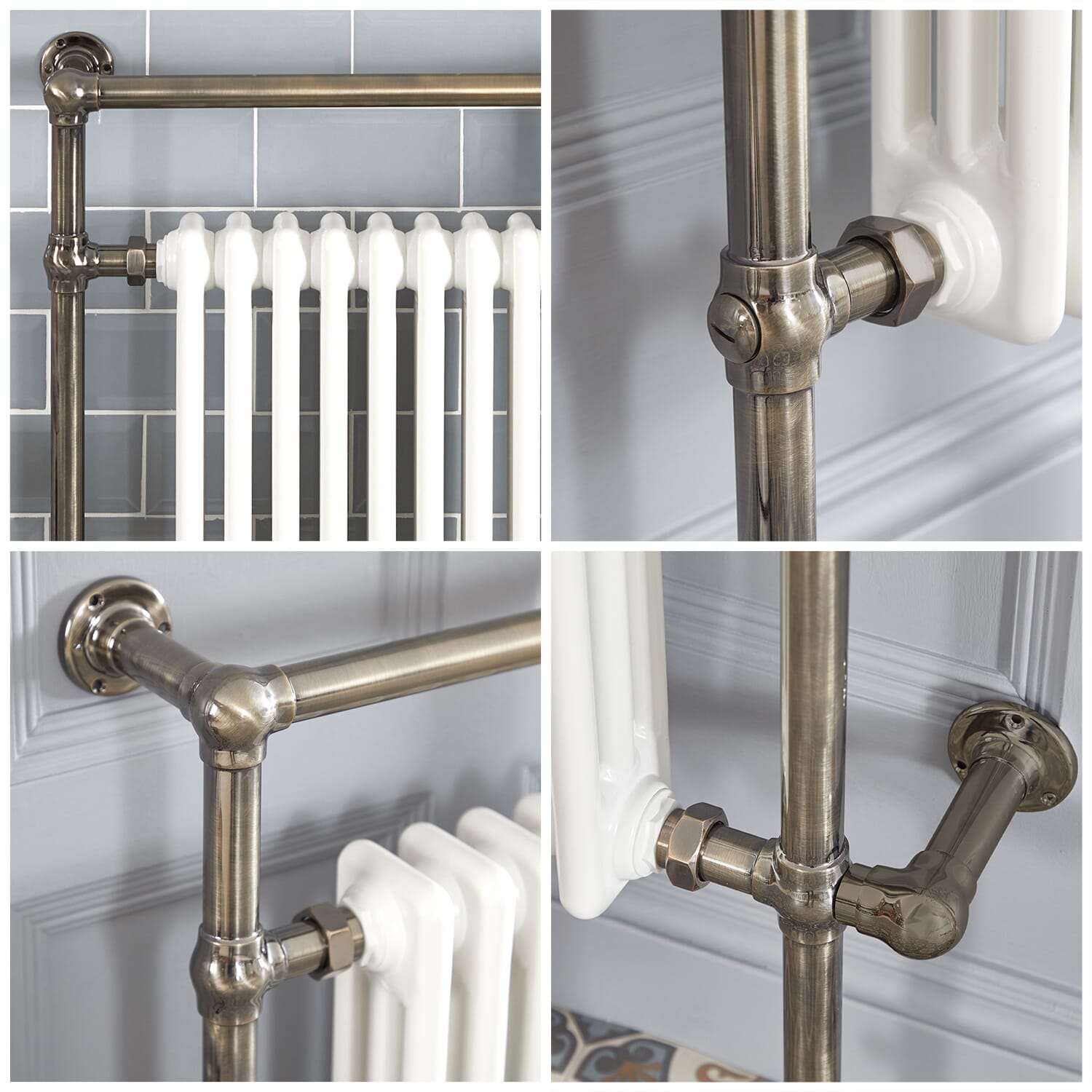 Scaldasalviette Elettrico Tradizionale - Termoarredo Bagno 600W - Ottone Scuro Spazzolato - 930 x 620mm - Elizabeth