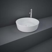 Lavabo da Appoggio Moderno Rotondo - Bianco Opaco - 420mm (Senza Fori per Rubinetteria) - Hudson Reed x RAK Feeling