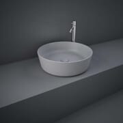 Lavabo da Appoggio Moderno Rotondo - Grigio Opaco - 420mm (Senza Fori per Rubinetteria) - Hudson Reed x RAK Feeling