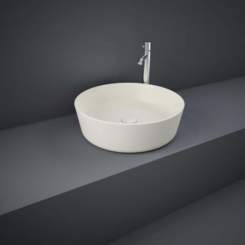 Lavabo da Appoggio Moderno Rotondo - Greige Opaco - 420mm (Senza Fori per Rubinetteria) - Hudson Reed x RAK Feeling