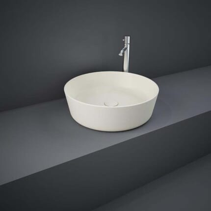 Lavabo da Appoggio Moderno Rotondo - Greige Opaco - 420mm (Senza Fori per Rubinetteria) - Hudson Reed x RAK Feeling