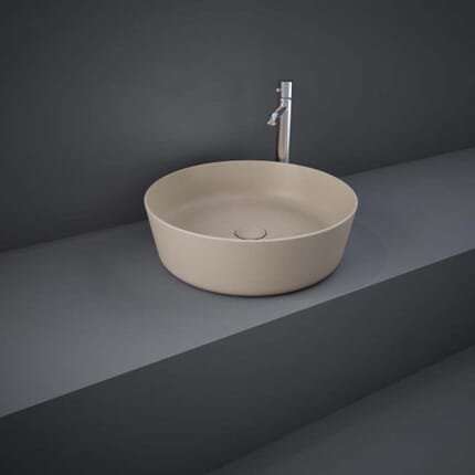 Lavabo da Appoggio Moderno Rotondo - Cappuccino Opaco - 420mm (Senza Fori per Rubinetteria) - Hudson Reed x RAK Feeling