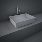 Lavabo da Appoggio Moderno Rettangolare - Grigio Opaco - 500mm x 360mm (Senza Fori per Rubinetteria) - Hudson Reed x RAK Feeling