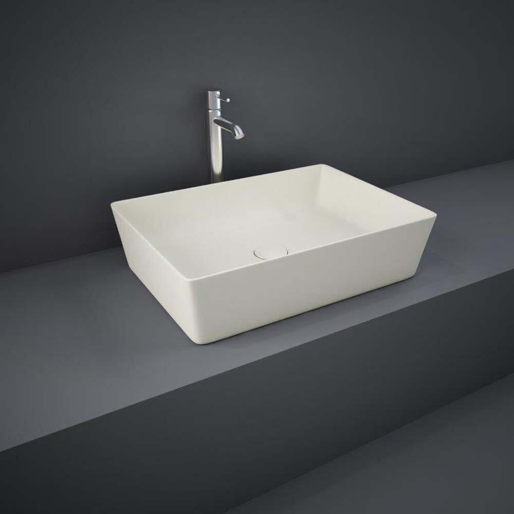 Lavabo da Appoggio Moderno Rettangolare - Greige Opaco - 500mm x 360mm (Senza Fori per Rubinetteria) - Hudson Reed x RAK Feeling