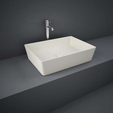Lavabo da Appoggio Moderno Rettangolare - Greige Opaco - 500mm x 360mm (Senza Fori per Rubinetteria) - Hudson Reed x RAK Feeling