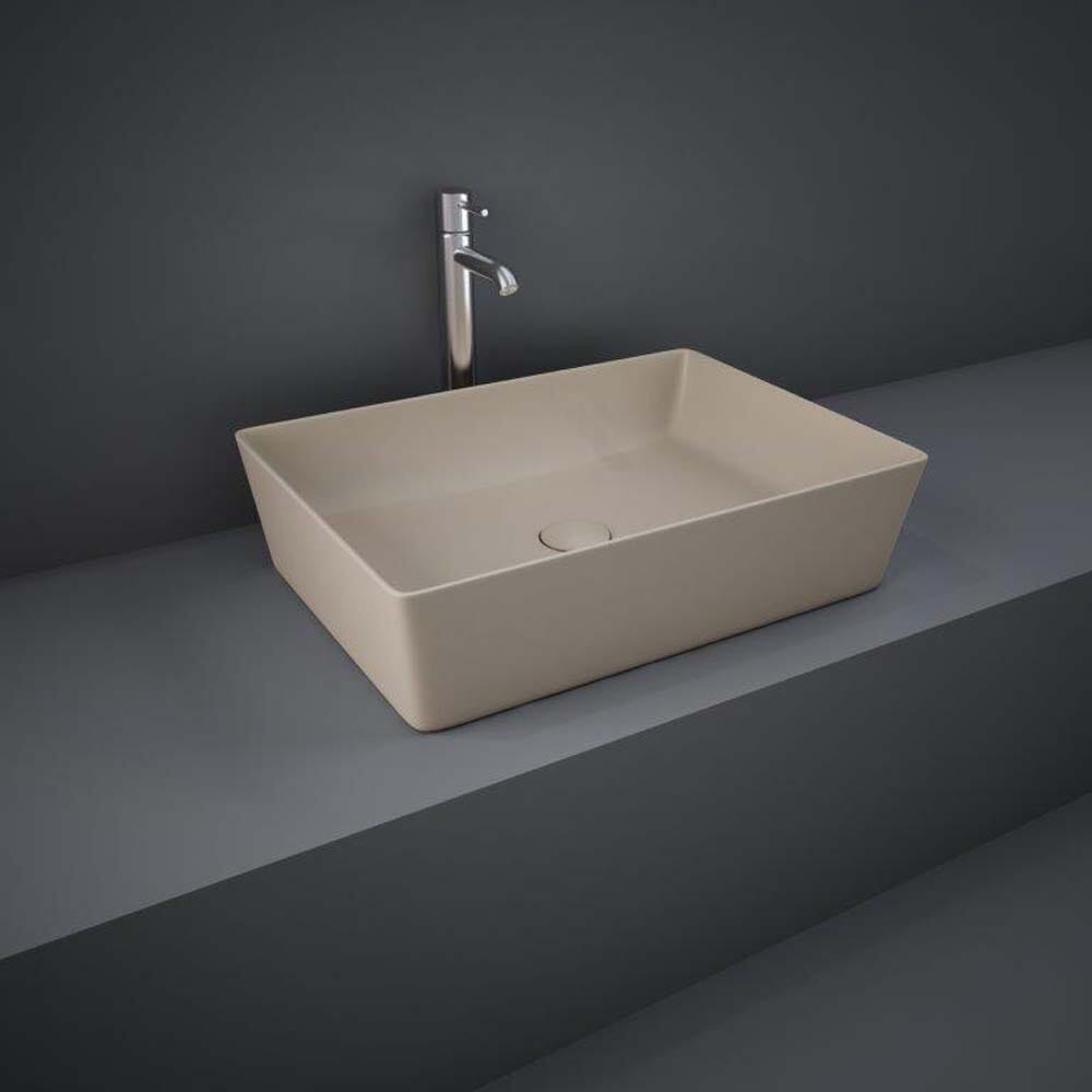 Lavabo da Appoggio Moderno Rettangolare - Cappuccino Opaco - 500mm x 360mm (Senza Fori per Rubinetteria) - Hudson Reed x RAK Feeling