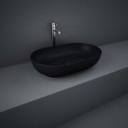 Lavabo da Appoggio Moderno Ovale - Nero Opaco - 550mm x 350mm (Senza Fori per Rubinetteria) - Hudson Reed x RAK Feeling