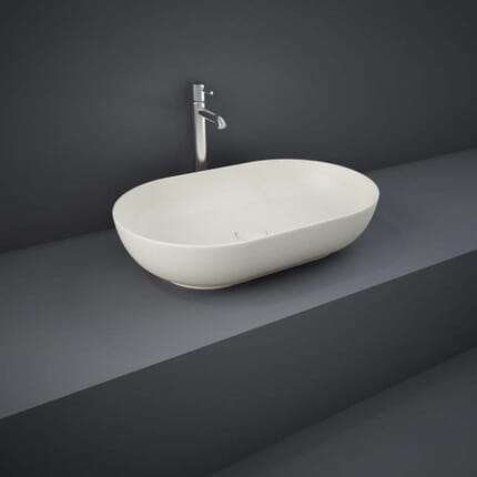 Lavabo da Appoggio Moderno Ovale - Greige Opaco - 550mm x 350mm (Senza Fori per Rubinetteria) - Hudson Reed x RAK Feeling