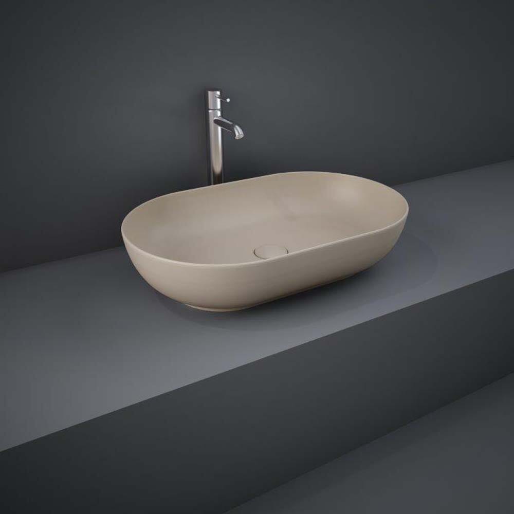Lavabo da Appoggio Moderno Ovale - Cappuccino Opaco - 550mm x 350mm (Senza Fori per Rubinetteria) - Hudson Reed x RAK Feeling