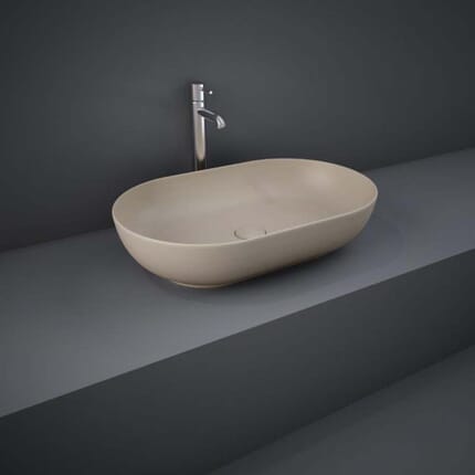 Lavabo da Appoggio Moderno Ovale - Cappuccino Opaco - 550mm x 350mm (Senza Fori per Rubinetteria) - Hudson Reed x RAK Feeling