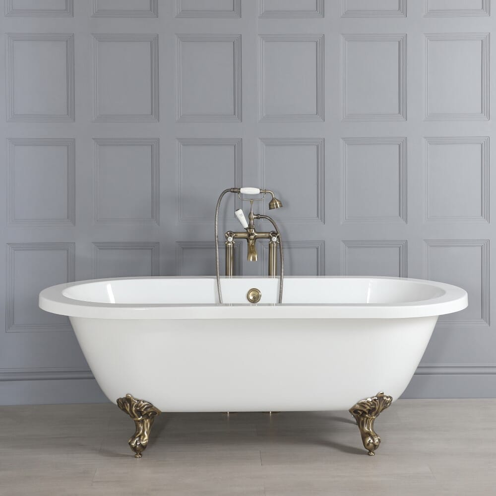 Vasca Da Bagno Semi Freestanding Retro - Bianco Acrilico 150x74x61 Cm - Foto 6