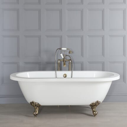 Vasca da Bagno Tradizionale Centro Stanza e Piedini Oro Spazzolato – 1780mm x 825mm – Legend