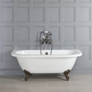 Vasca da Bagno Tradizionale Bianca Murale Centro Stanza e Piedini Bronzo Lucidato ad Olio – 1685mm x 780mm – Richmond