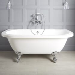 Vasca da Bagno Tradizionale Freestanding Bianca a Parete - 1685x780mm - Diversi Piedini Disponibili - Richmond