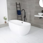 Vasca da Bagno Centro Stanza Ovale Moderna - Bianca – 1800mm x 750mm – Scelta di Finitura Troppopieno – Otterton