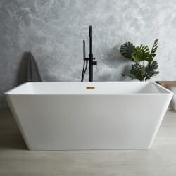 Vasca da Bagno Centro Stanza Quadrata Moderna - Bianca – 1615mm x 720mm – Scelta di Finitura Troppopieno – Sandford